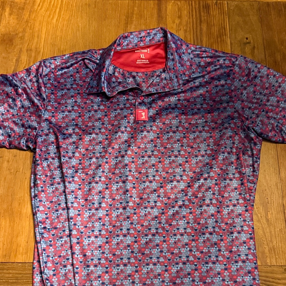 Men's Geometric Red Polo Shirt